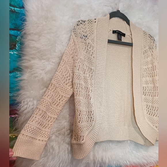 89th & Madison Beige Tan Open Front Long Sleeve Cardigan Size M - Picture 6 of 8